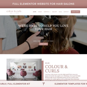 Elementor Pro Template Kit | Hair Salon WordPress Website Design, Elementor Theme, Hairdresser Website, Feminine Website, Modern Website