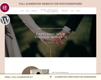 Kit de plantillas Elementor / Plantilla de sitio web de WordPress para fotógrafos, Tema Elementor, Sitio web de fotografía de bodas, Diseño de sitios web femeninos