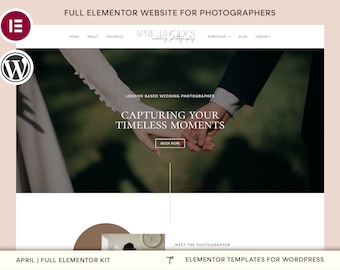 Elementor Template Kit | Fotograf WordPress Website Template, Elementor Theme, Hochzeitsfotografie Website, Feminines Website Design