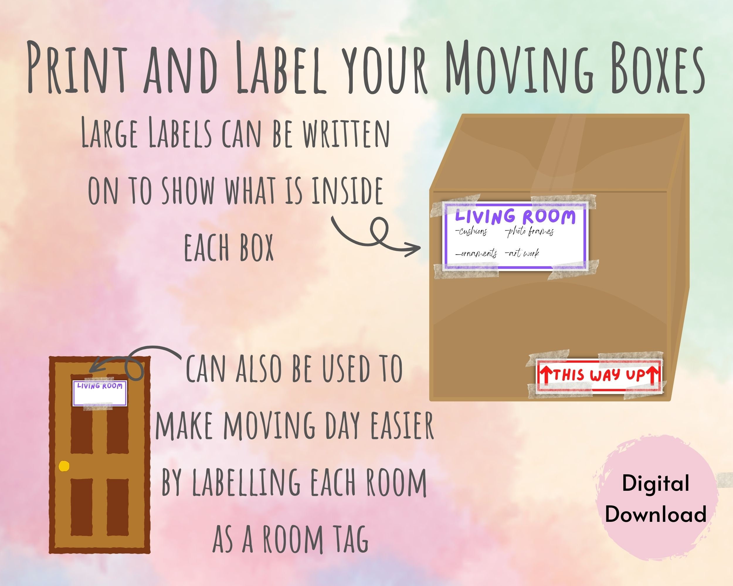 Printable Moving House Labels Room Tags Moving Box Labels Moving Day