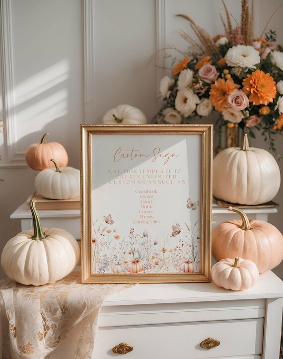 Fall Wildflower Customizable Sign: Shower/Wedding Table Sign, (Editable printable) Instant Download #fwp