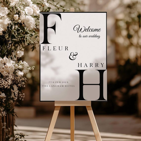 Modern Letter Wedding Welcome Sign, Minimalist, Stylish, Bold ( Editable Printable) Instant Download #mlw