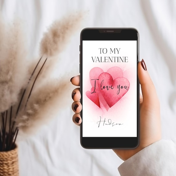Red Hearts Valentine's E-Card: Editable Text Message (Digital Download)