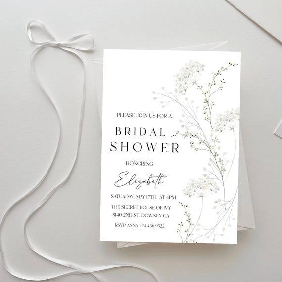Neutral Wildflower Bridal Shower Invitation Template: Elegant,Boho (Editable, Printable #nat