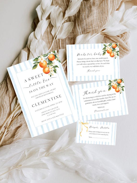 Citrus Baby Shower Invitation Template: Sweet Orange Theme (Digital Download) Printable #ost