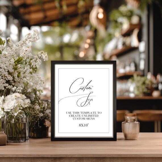 Modern Wedding Sign Template: Editable Classic Border (Digital Download) Printable #ADELINE