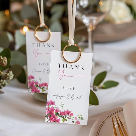 Bougainvillea Favor Tags: Modern Wedding Shower Thank You Labels (Editable Template, Digital Download) #bgv