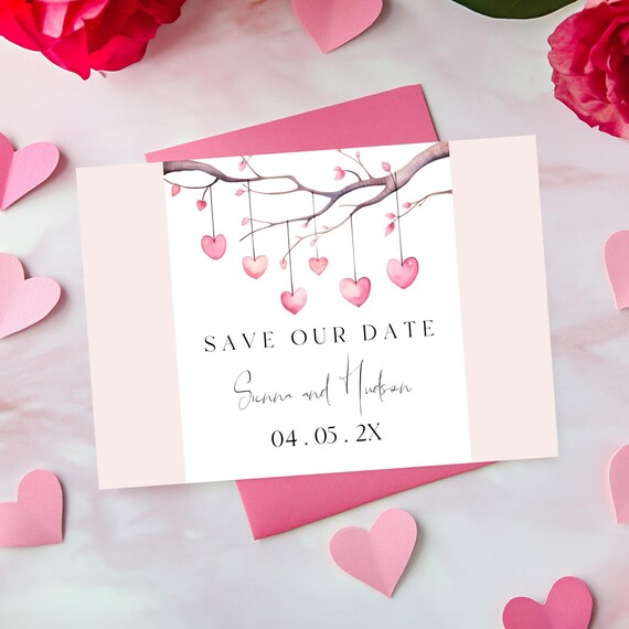 Valentine's Save The Date Card: Tree of Hearts (Digital Download)