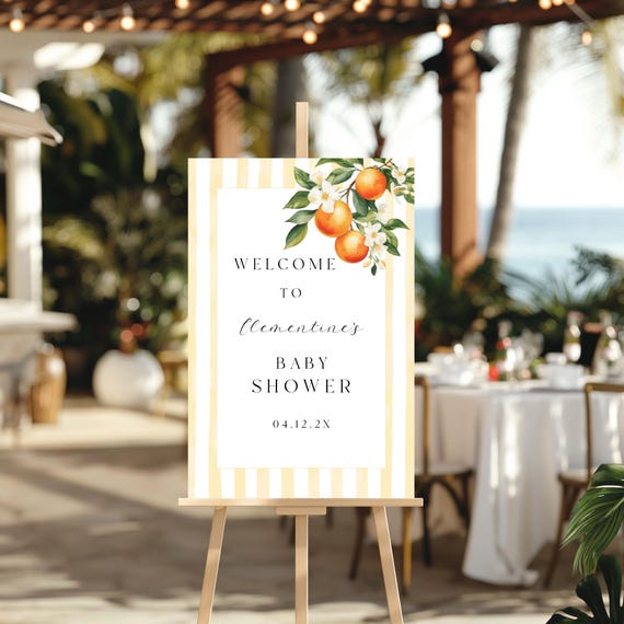 Citrus Baby Shower Welcome Sign: Orange Blossom Theme (Digital Download) Printable #ost