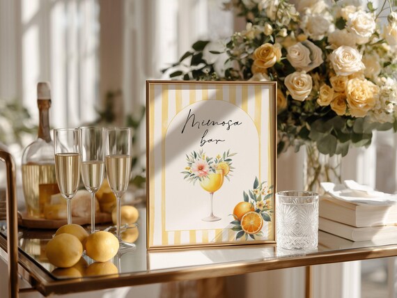 Mimosa Bar Sign Template: Wedding Bridal Shower Decor (Digital Download) Printable