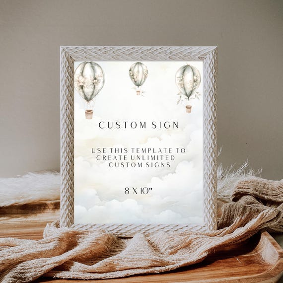 Hot Air Balloon Baby Shower Sign Template: Editable Custom Printable (Digital Download) #hab