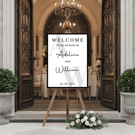 Modern Initials Wedding Welcome Sign Template (Editable Digital Download) #init