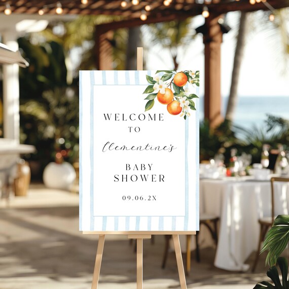 Sweet Orange Baby Shower Welcome Sign Template (Digital Download)