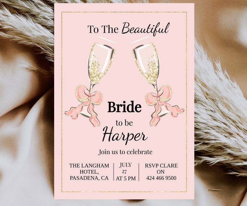 Toast to the Bride to Be Printable Bridal Shower Invitation Template Toast to the Bride to Be Printable Bridal Shower Invitation Template