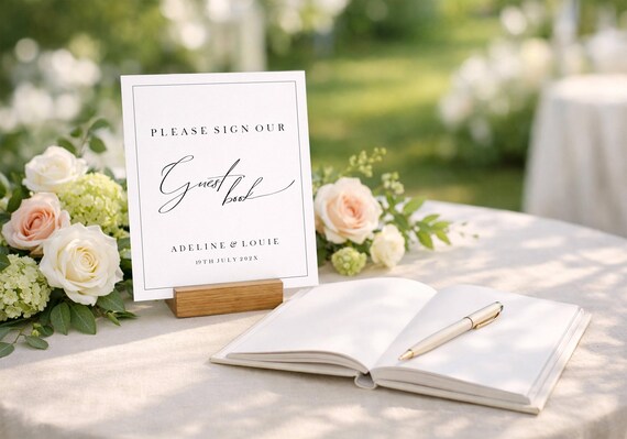 Modern Wedding Guest Book Sign Template: Minimalist Adeline Design (Digital Download) Printable #ADELINE