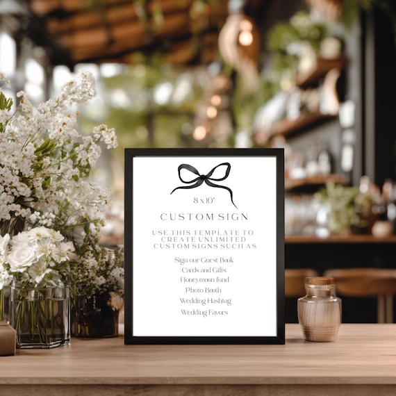 Modern Bow Wedding Sign Template: Elegant Printable, Customizable (Digital Download) #BELLA