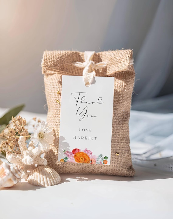 Floral Wedding Favor Tags: Tropical Thank You Tags, colorful (Printable Template) #ora