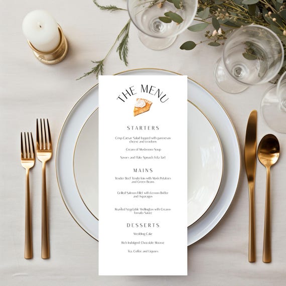 Modern Fall Menu: Minimalist, Wedding, Dinner Menu, Pumpkin Pie ( Editable Printable) Autumnal Digital