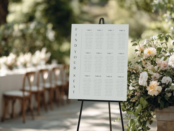 Modern Wedding Seating Plan Sign, Minimalist Seating chart (Editable Printable) Inst Download #blw