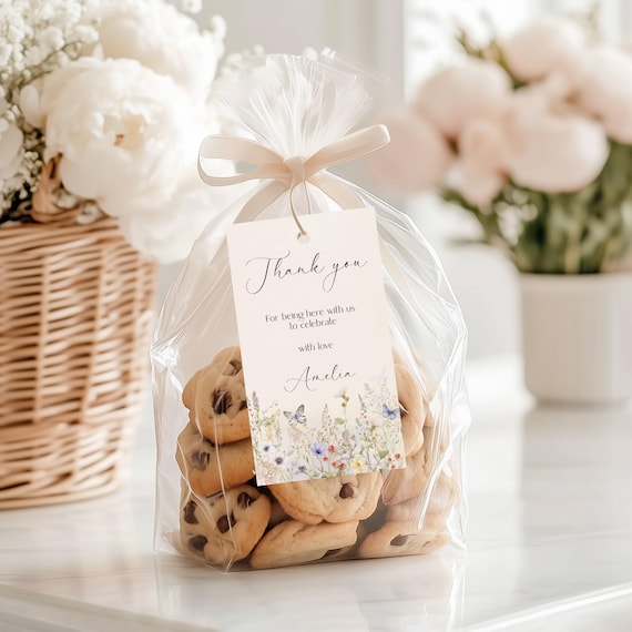 Wildflower Favor Tags, Floral Gift Tags, Wedding/Shower ( Editable Printable) Digital #dwf