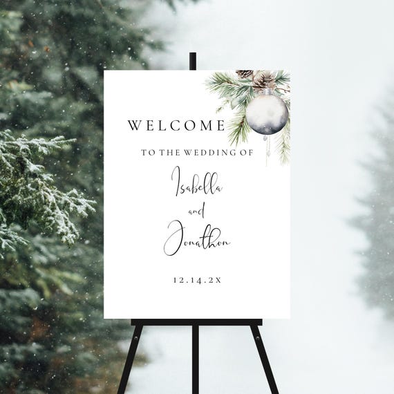 Christmas Wedding Welcome Sign Template: Editable Holiday Decor (18x24" Printable Digital Download #xww