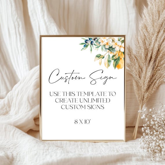 Lemons Wedding Sign Template: Editable Mediterranean Bridal Shower Decor (Digital Download) Editable #oli