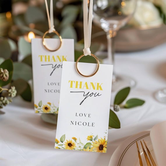 Sunflower Favor Tag Template: Editable Floral Thank You Tag (Digital Download) Printable  #ssf