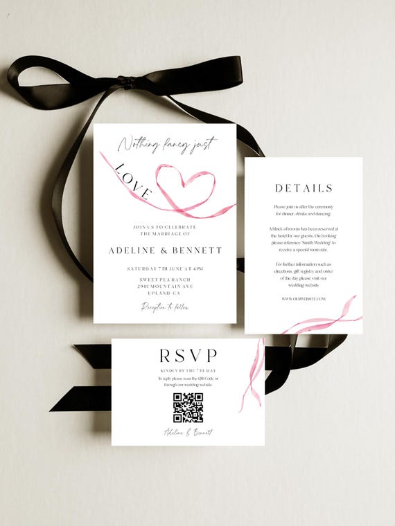 Minimalist Wedding Invitation Suite: Simple Elegant Design (Printable Template) #rib
