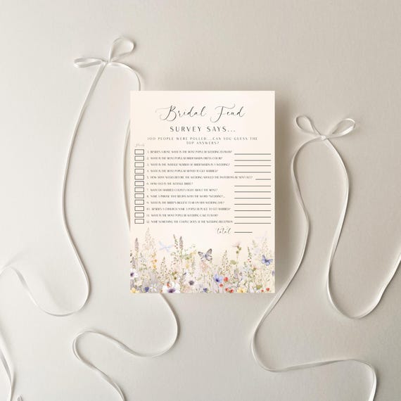 Wildflower Bridal Feud, Bridal Shower Game, Floral (Editable Printable) Digital #dwf
