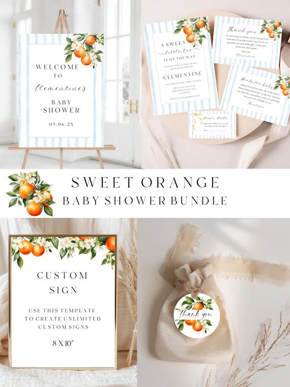 Citrus Baby Shower Invitation Bundle: Orange Blossom Theme (Digital Download Template) Printable #ost