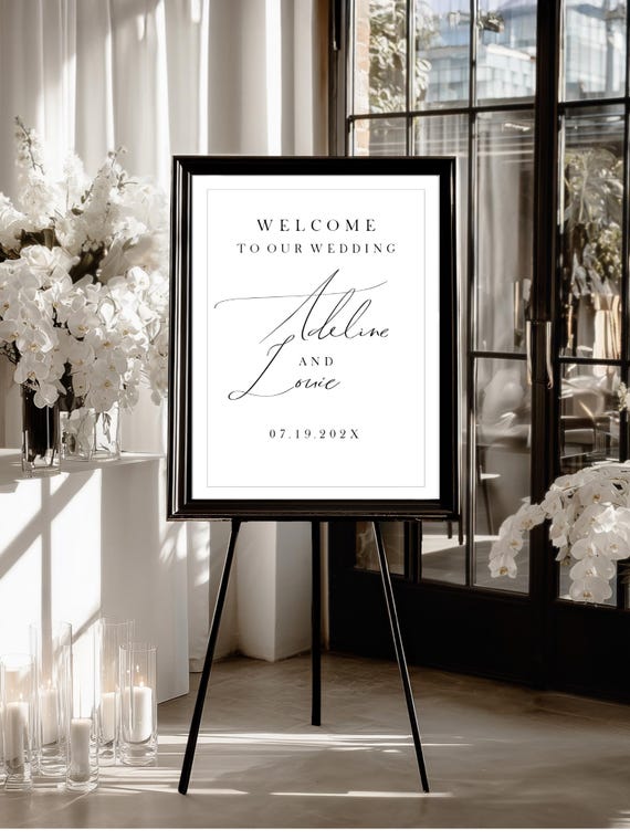 Modern Wedding Welcome Sign Template: Minimalist Printable (18x24 & 24x36in, Digital Download #ADELINE