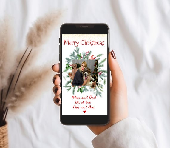 Personalized Photo Christmas E-Card: Editable Holiday Greetings (Instant Download)