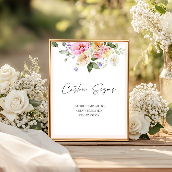 Floral Wedding Sign Template: Editable Bridal Shower Decor (Digital Download) Printable #pan