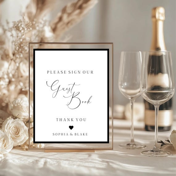 Modern Wedding Guest Book Sign Template (Editable Digital Download) Printable  #SOPHIA