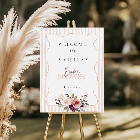 Blush Floral Bridal Shower Welcome Sign Template (Digital Download, 18x24") #bsb