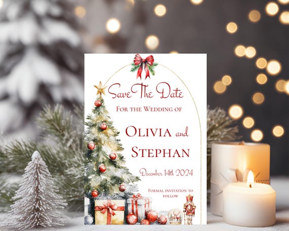 Christmas Wedding Save the Date Template: Winter Holiday (Instant Download)
