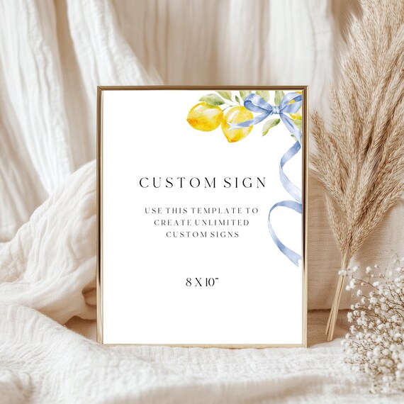 Lemons Custom Sign Template: Yellow & Blue Ribbon (Editable Digital Download) Printable #lem