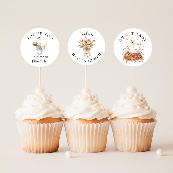 Cutie Pie Baby Shower Favor Tags: Fall Leaves, Silly Goose Stickers (Editable Printable) #sgb