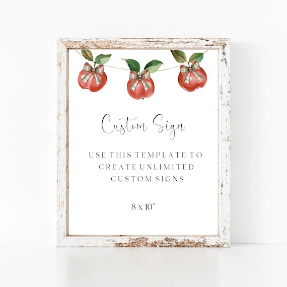 Apple Of Eye Custom Shower Sign : Plaid Bow, Editable, Printable (Digital download) #app