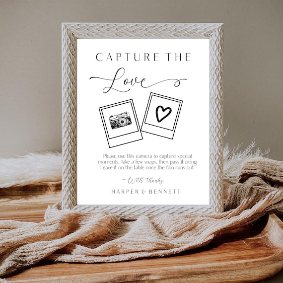 Wedding Photo Sign Template: Capture The Love, Polaroid Camera (Digital Download)