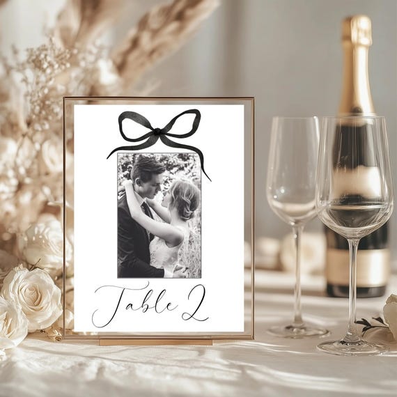 Modern Photo Wedding Table Number Template (Editable Digital Download) Printable