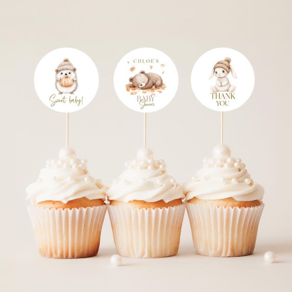 Fall Woodland Animals Baby Shower Favor Tags, Stickers, Toppers, Gender Neutral, Autumnal, Digital #fwa