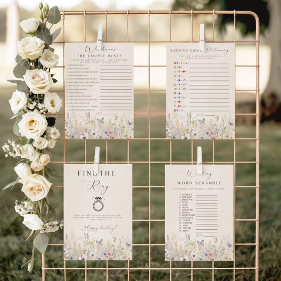 Floral Bridal Shower Games Bundle, Wildflowers, Party Games (Editable Printable) Digital #dwf