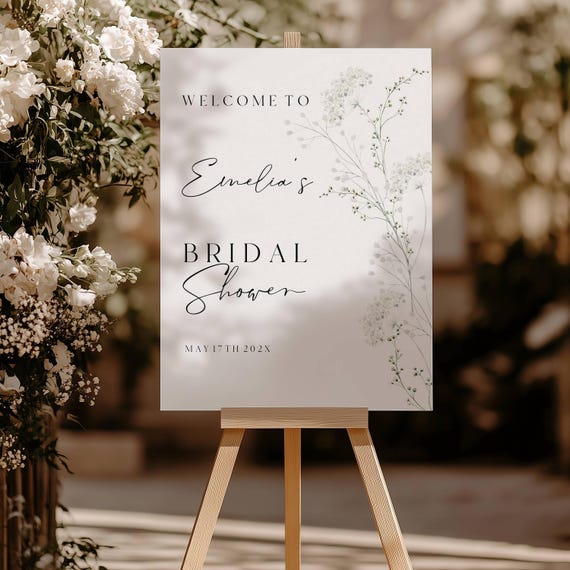 Neutral Wildflower Bridal Shower Welcome Sign Template: Elegant,Boho (Editable, Printable #nat