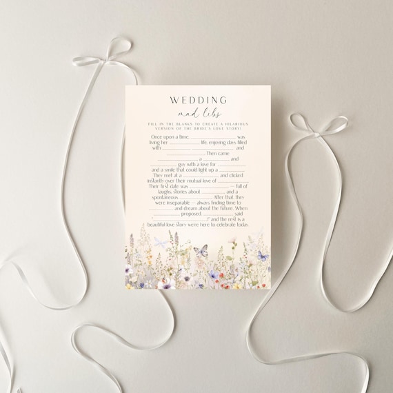 Wildflower Bridal Mad Libs, Bridal Shower Game, Floral (Editable Printable) Digital #dwf
