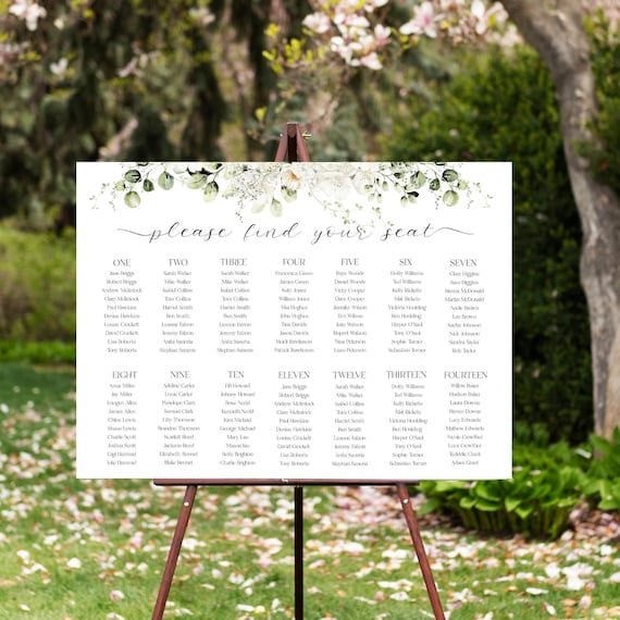 Greenery Wedding Seating Chart Template: Floral Wildflowers (Editable Digital Download) Printable #whi