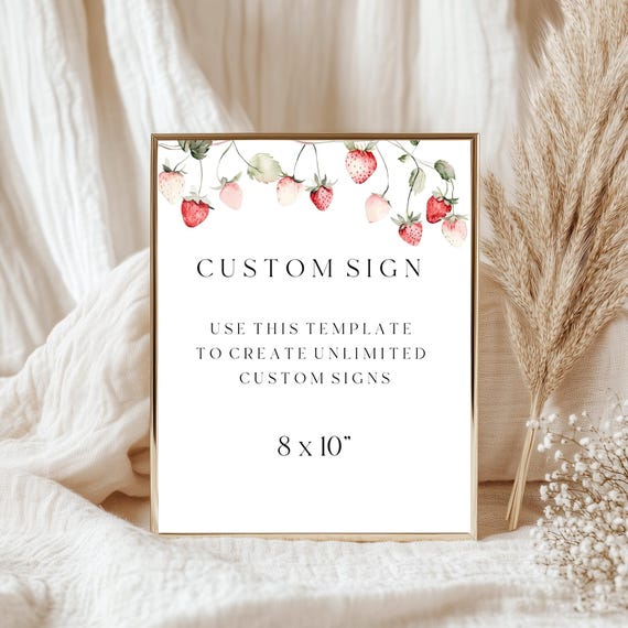 Wild Strawberry Shower Sign Template: Wedding Editable Summer Fruits (Digital Download) Printable #rgb