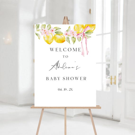 Lemon Baby Shower Welcome Sign: Spring Blossom Printable (Digital Download) Editable #lem