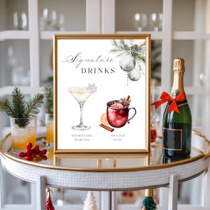Christmas Signature Drinks Sign Template, Festive Wedding Cocktail sign, Holiday Party Drinks Menu, Editable Cocktail Sign, Printable