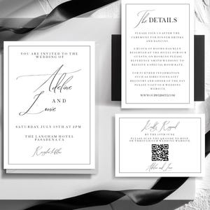 Modern Script Wedding Invitation Suite: Minimalist Elegant Design (Digital Download, #ADELINE